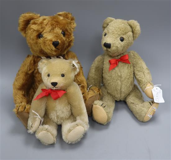 One Steiff Teddy bear, one Herman and one other Tallest being 34cm